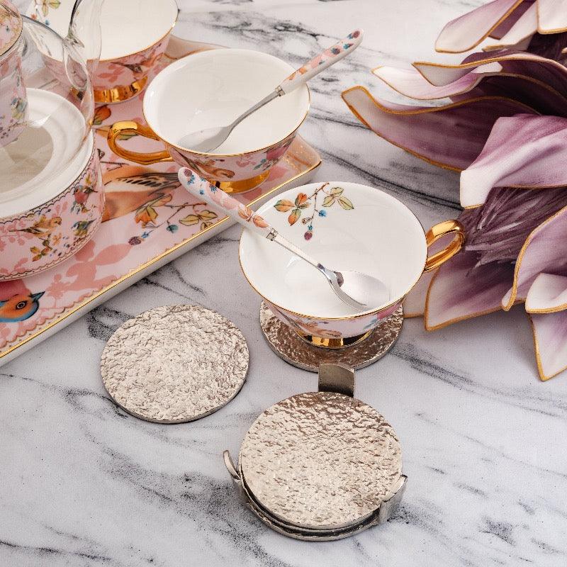 ROUND STEEL COASTER - SET OF 4 - Smokey Cocktail