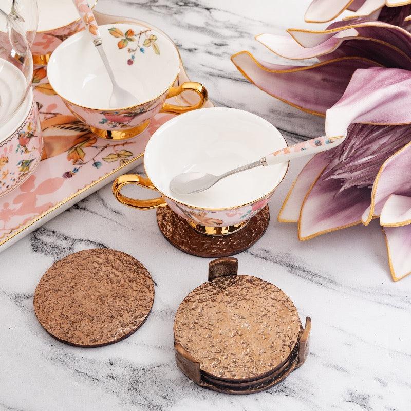 ROUND STEEL COASTER - SET OF 4 - Smokey Cocktail