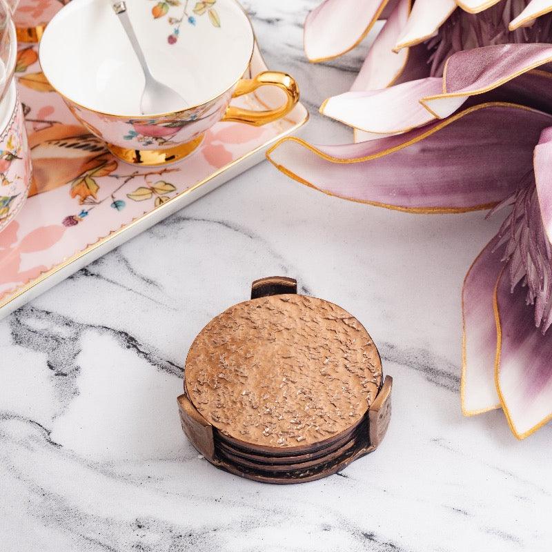 ROUND STEEL COASTER - SET OF 4 - Smokey Cocktail