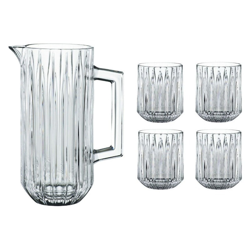 JULES CRYSTAL PITCHER AND GLASS-SET OF 5-MADE IN GERMANY