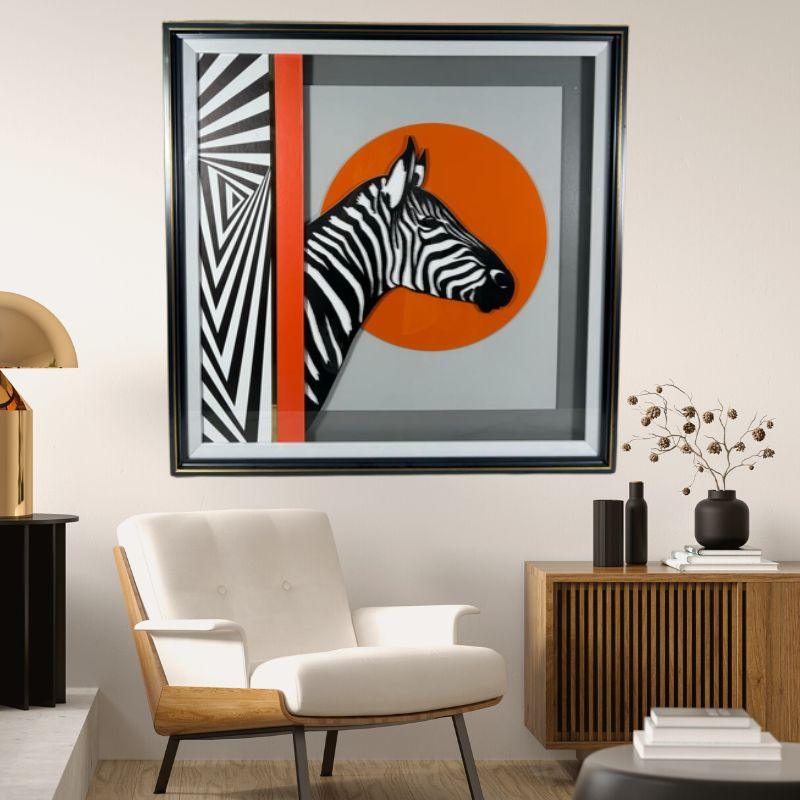 ZEBRA WALL ART WITH FRAME - HAND MADE - Smokey Cocktail
