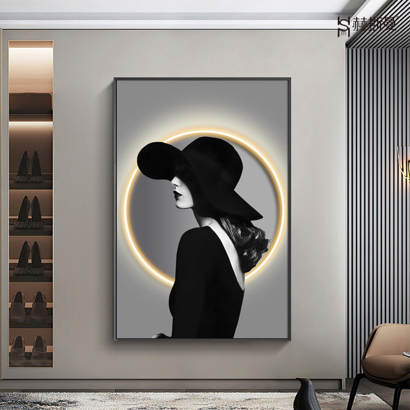 WOMEN IN HAT WALL PAINTING