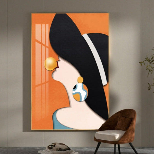GIRL IN A HAT WALL PAINTING
