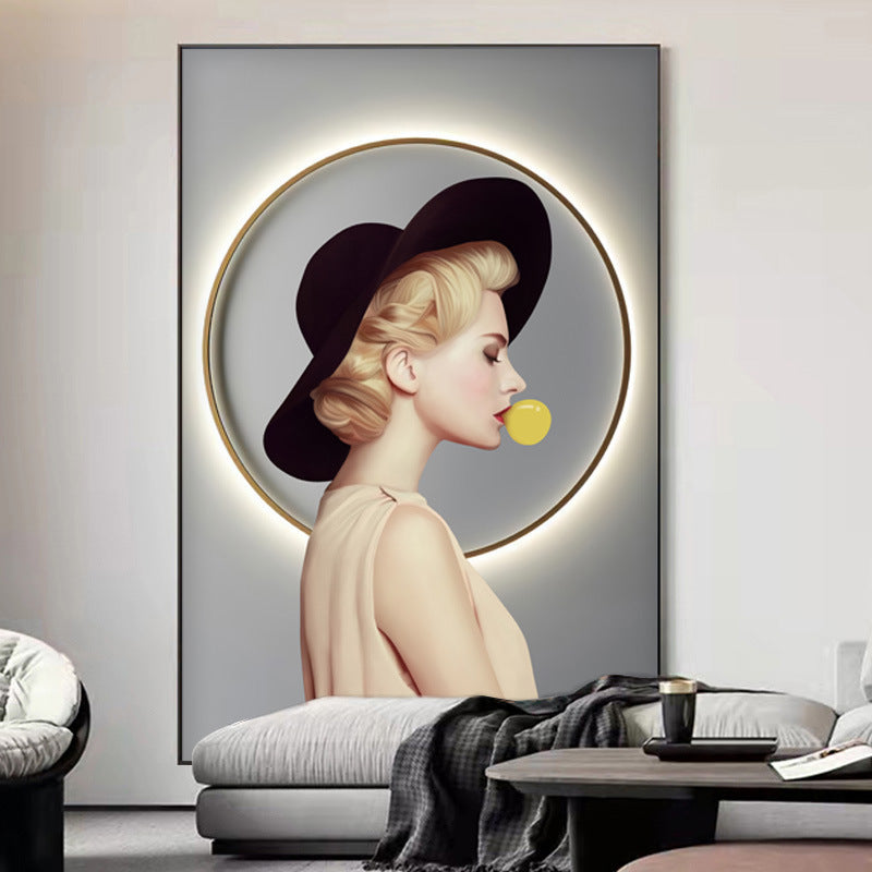 BLONDE BLOWING WALL PAINTING