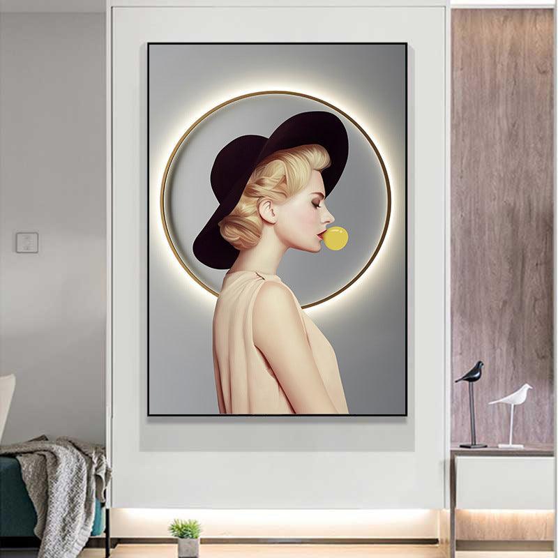 BLONDE BLOWING WALL PAINTING