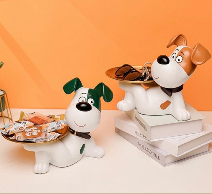 Funky Pet Dog With Tray Sculpture