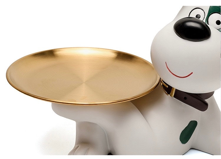 Funky Pet Dog With Tray Sculpture