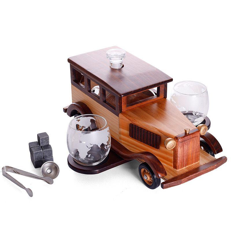 Wood Car Decanter Set Of 3