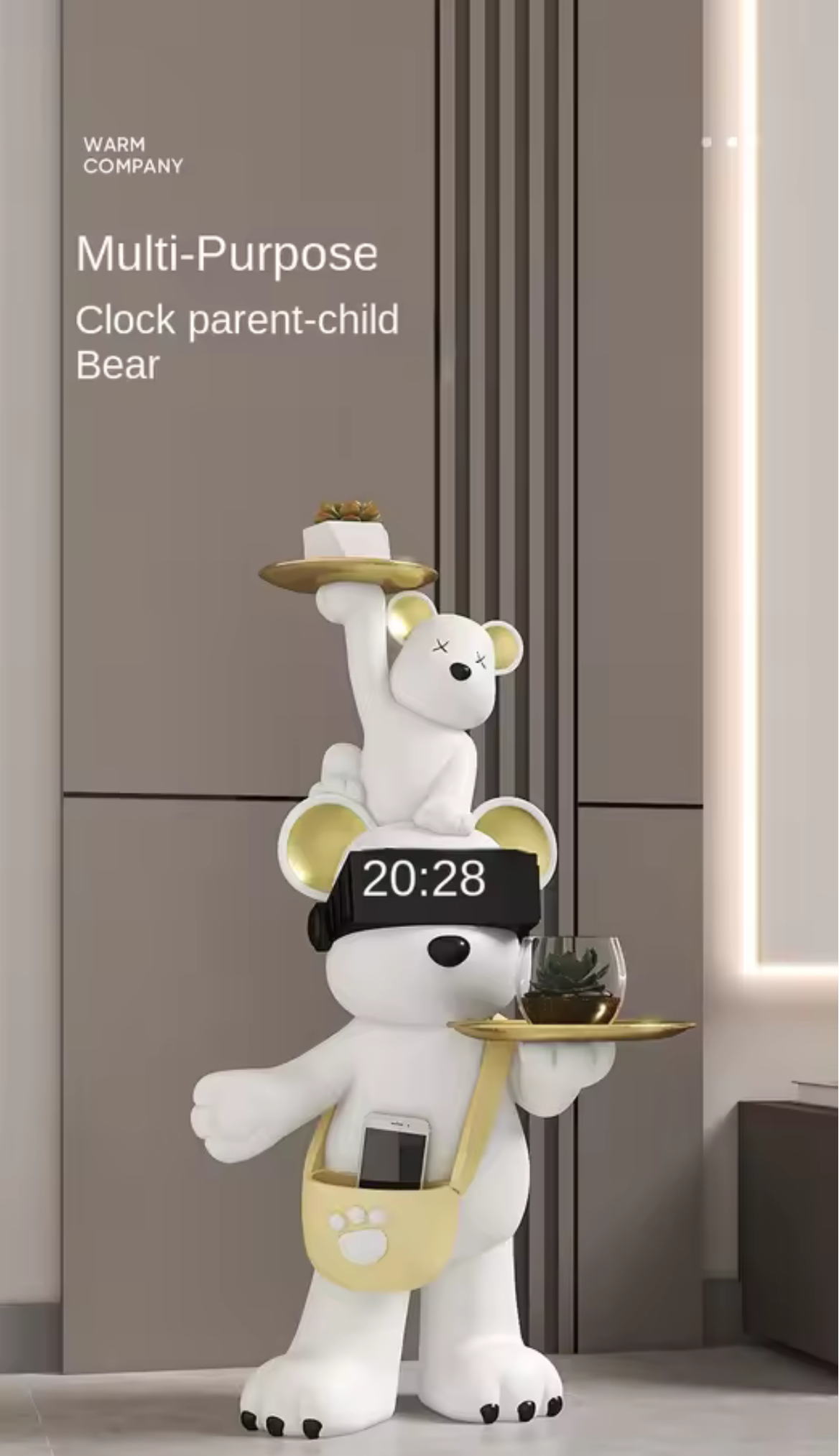 Polar Bear Clock Decorative Home Sculpture (Pre Book Only)