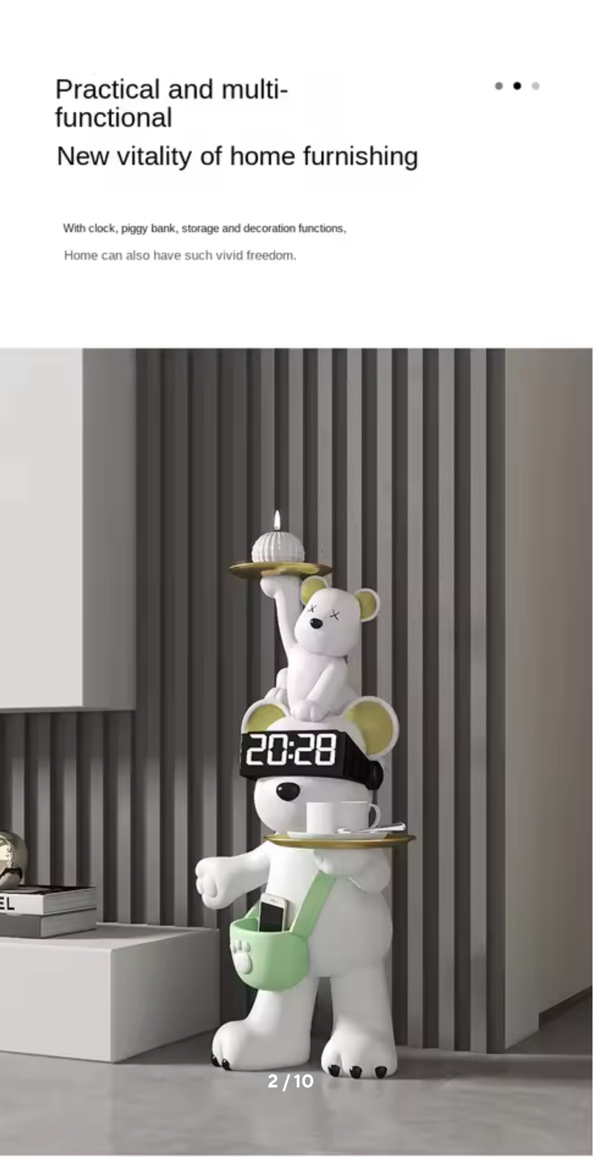Polar Bear Clock Decorative Home Sculpture (Pre Book Only)