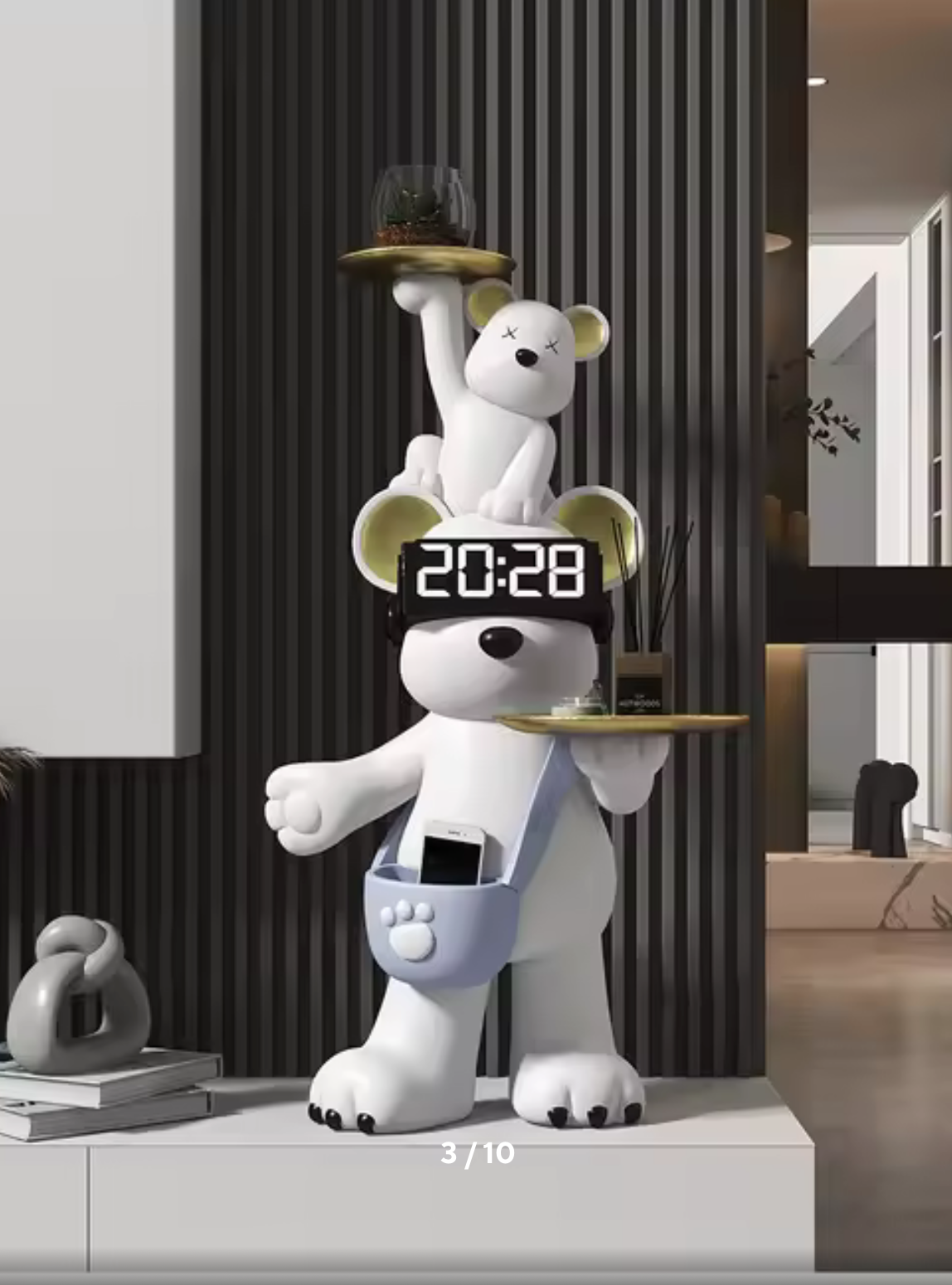 Polar Bear Clock Decorative Home Sculpture (Pre Book Only)