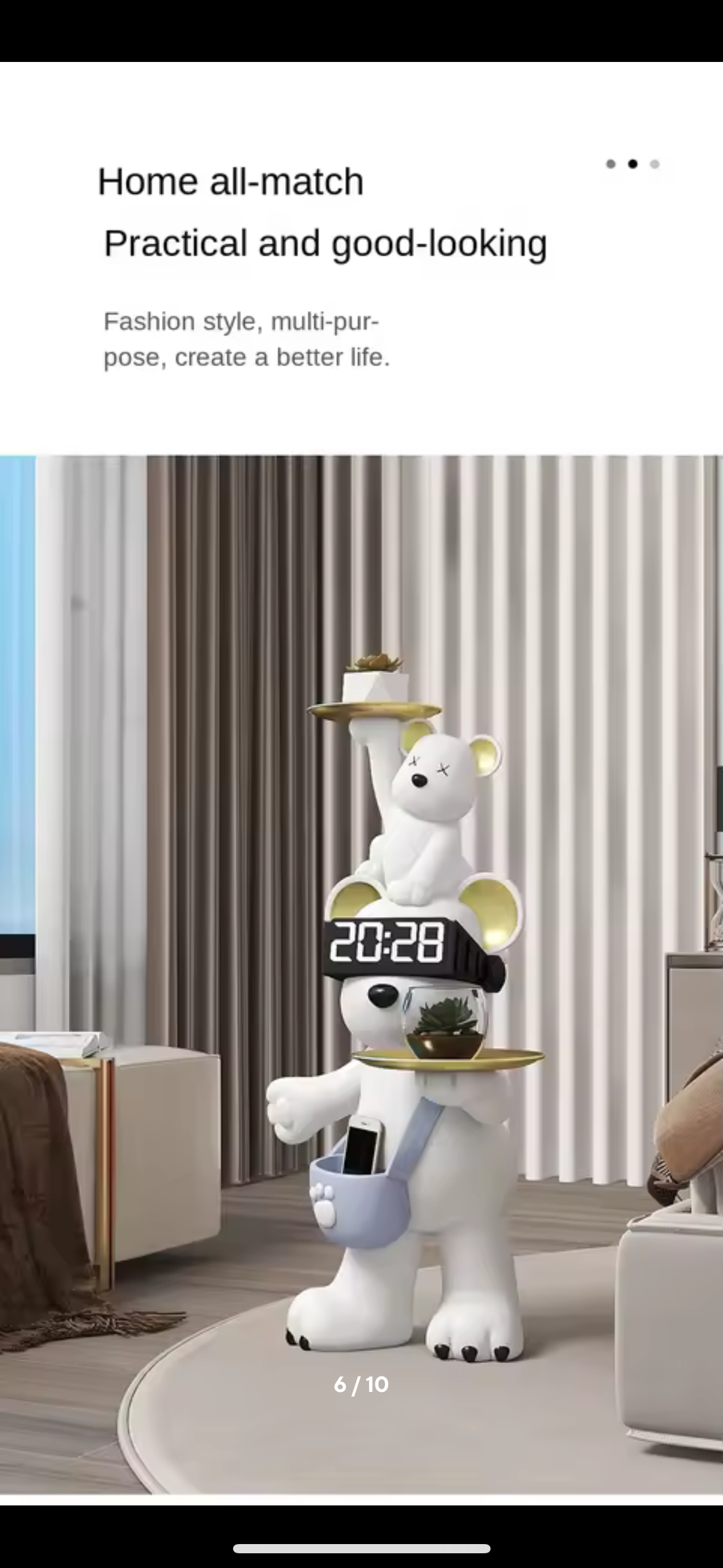 Polar Bear Clock Decorative Home Sculpture (Pre Book Only)