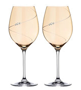 Amber Silhouette Red Wine Glasses Adorned with Swarovski® Crystals – Set of 2 - Made in Slovakia