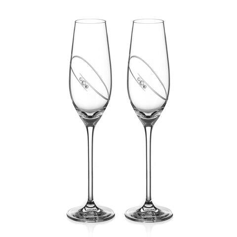 DIAMOND RING CHAMPAGNE GLASS WITH SWAROVSKI® CRYSTALS – SET OF 2 - MADE IN SLOVAKIA - Smokey Cocktail