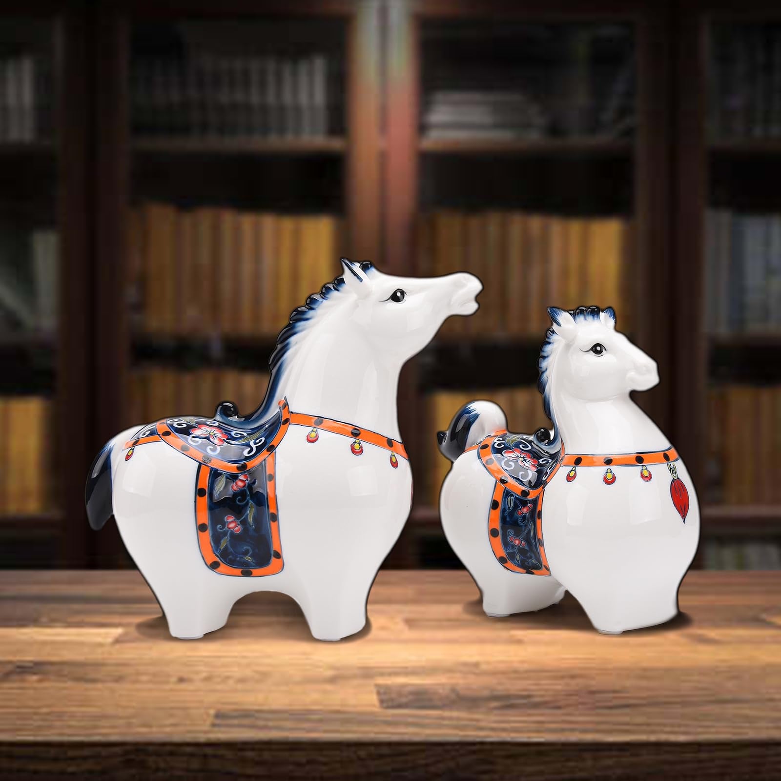 Porcelain Horse Showpiece - Set Of 2