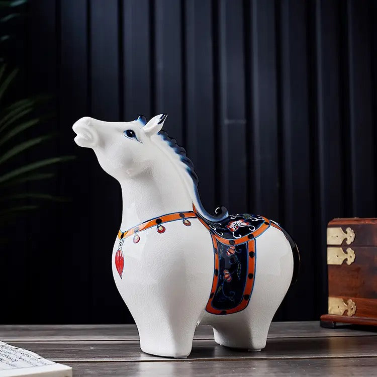 Porcelain Horse Showpiece - Set Of 2