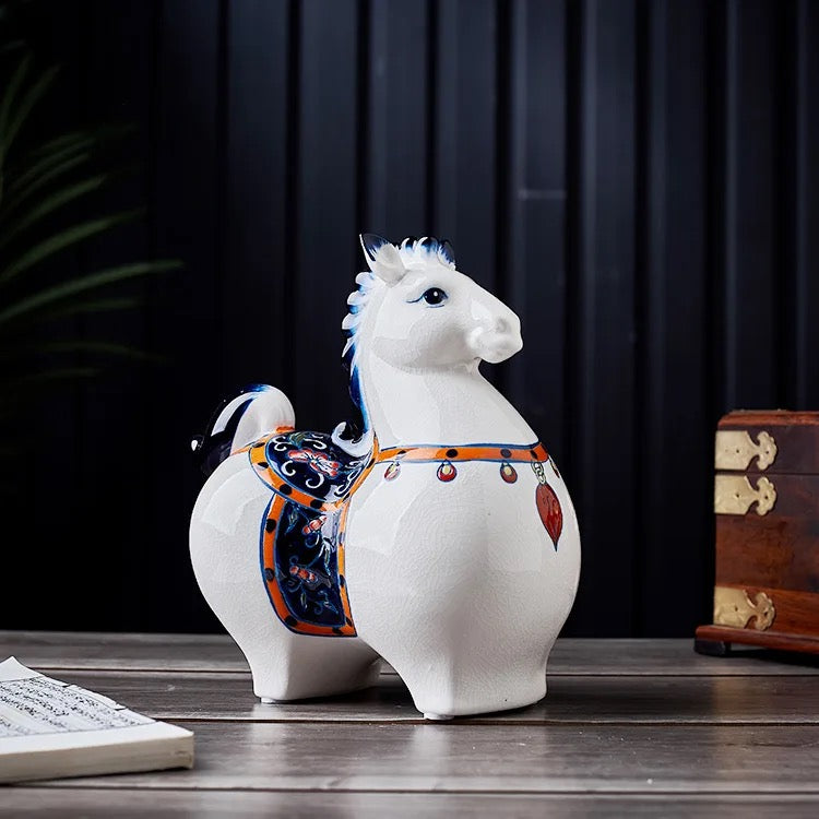 Porcelain Horse Showpiece - Set Of 2