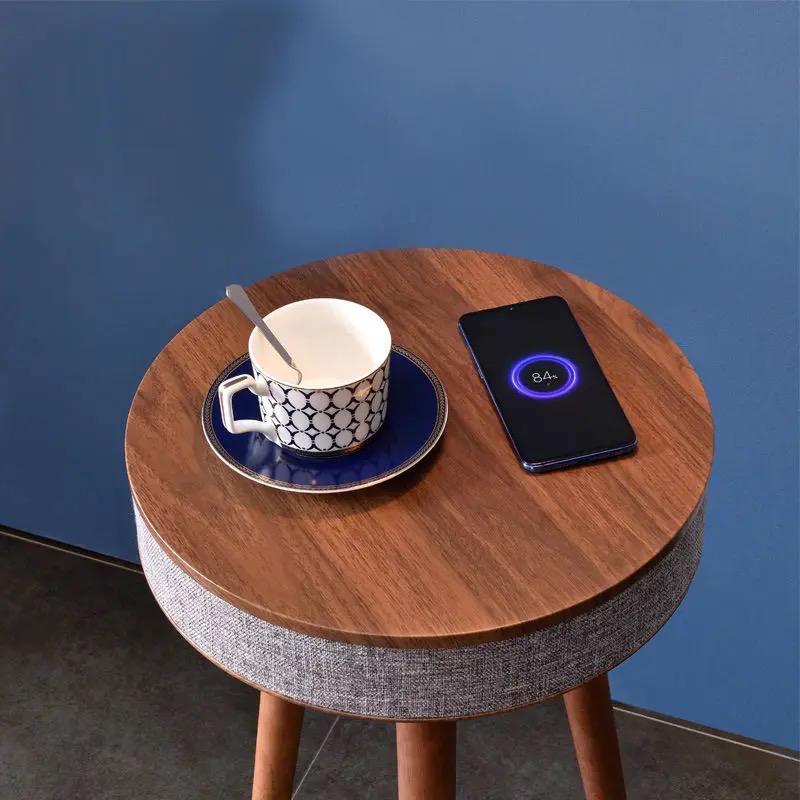 Side Table With Bluetooth Speaker And Wireless Mobile Charger