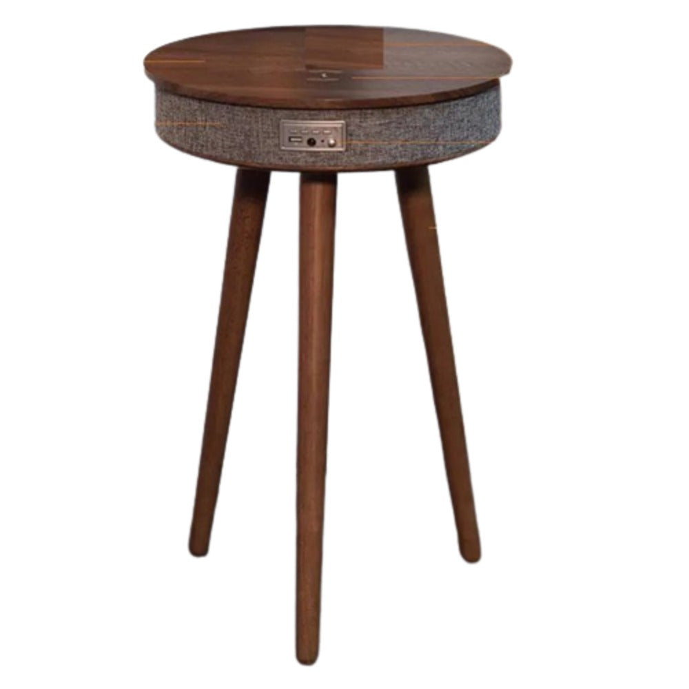 Side Table With Bluetooth Speaker And Wireless Mobile Charger
