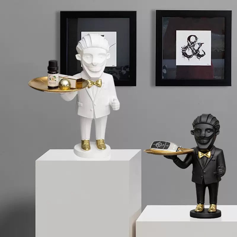 Monkey Butler with Serving Tray Decor