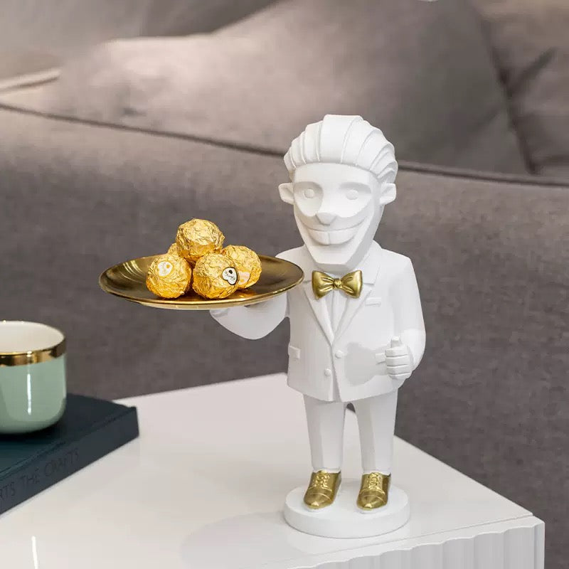 Monkey Butler with Serving Tray Decor