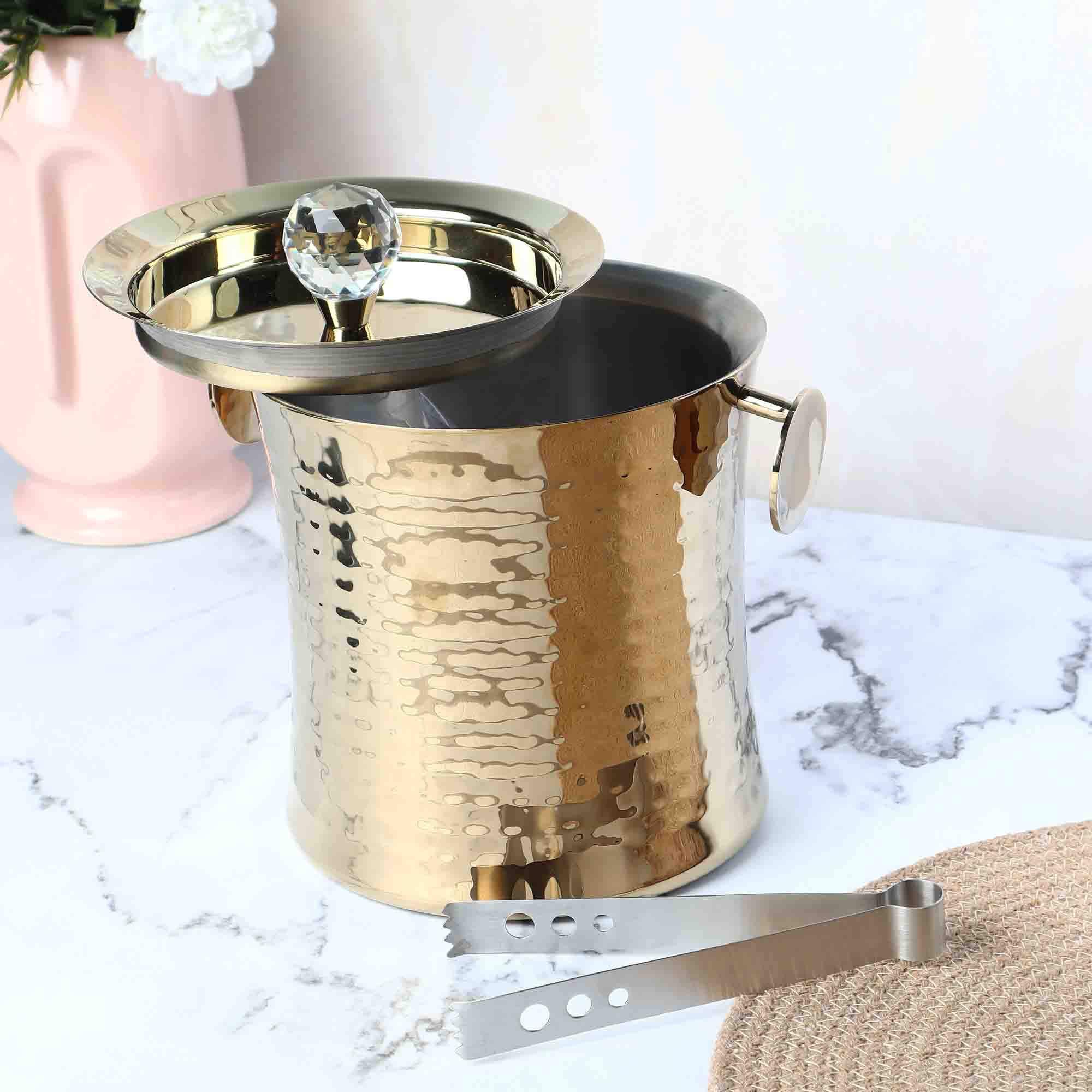 DIAMOND ICE BUCKET WITH TONGS