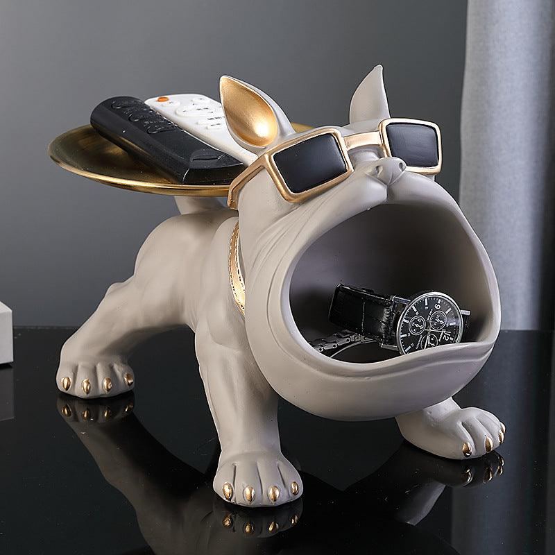BULLDOG STORAGE BUTLER SCULPTURE - Smokey Cocktail
