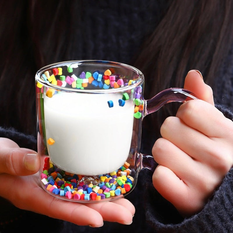 FLOATING HEART INSULATED DOUBLE GLASS MUG - Smokey Cocktail