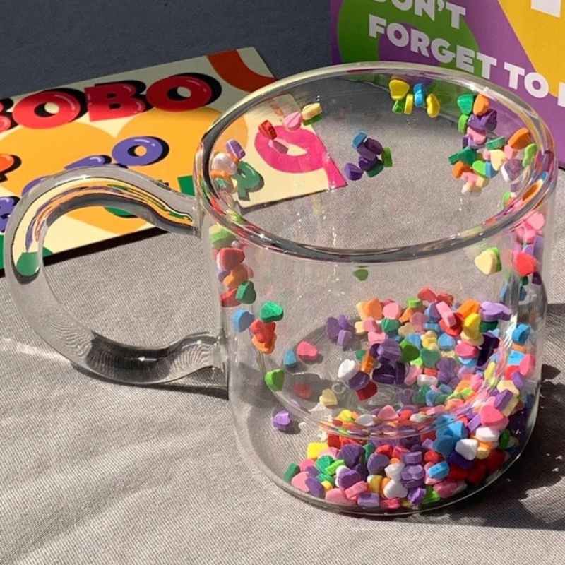 FLOATING HEART INSULATED DOUBLE GLASS MUG - Smokey Cocktail