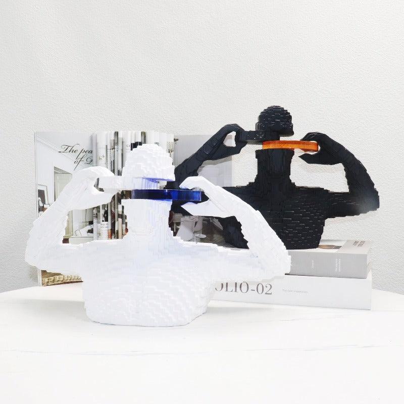 BUILDING BLOCK RESIN SCULPTURE - Smokey Cocktail