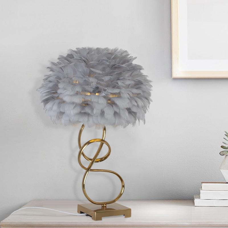 SPIRAL FEATHER TABLE LAMP - Smokey Cocktail