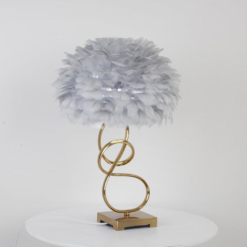 SPIRAL FEATHER TABLE LAMP - Smokey Cocktail