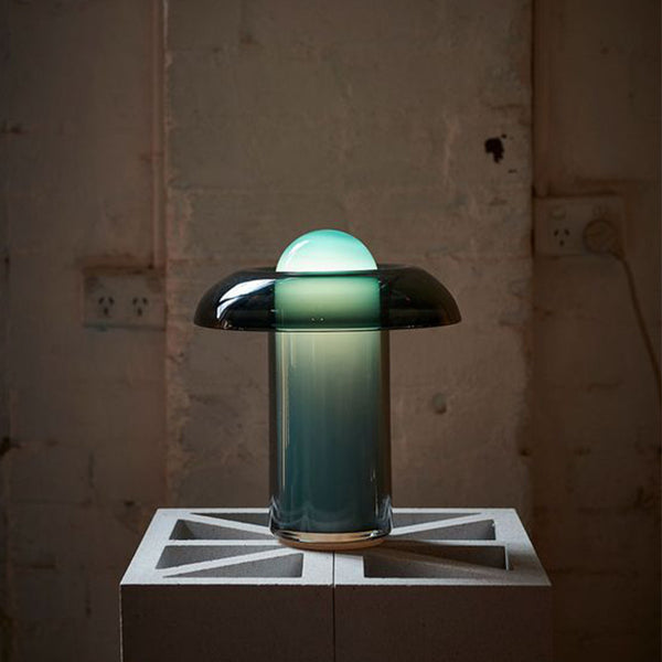 GREEN GLASS STATEMENT TABLE LAMP