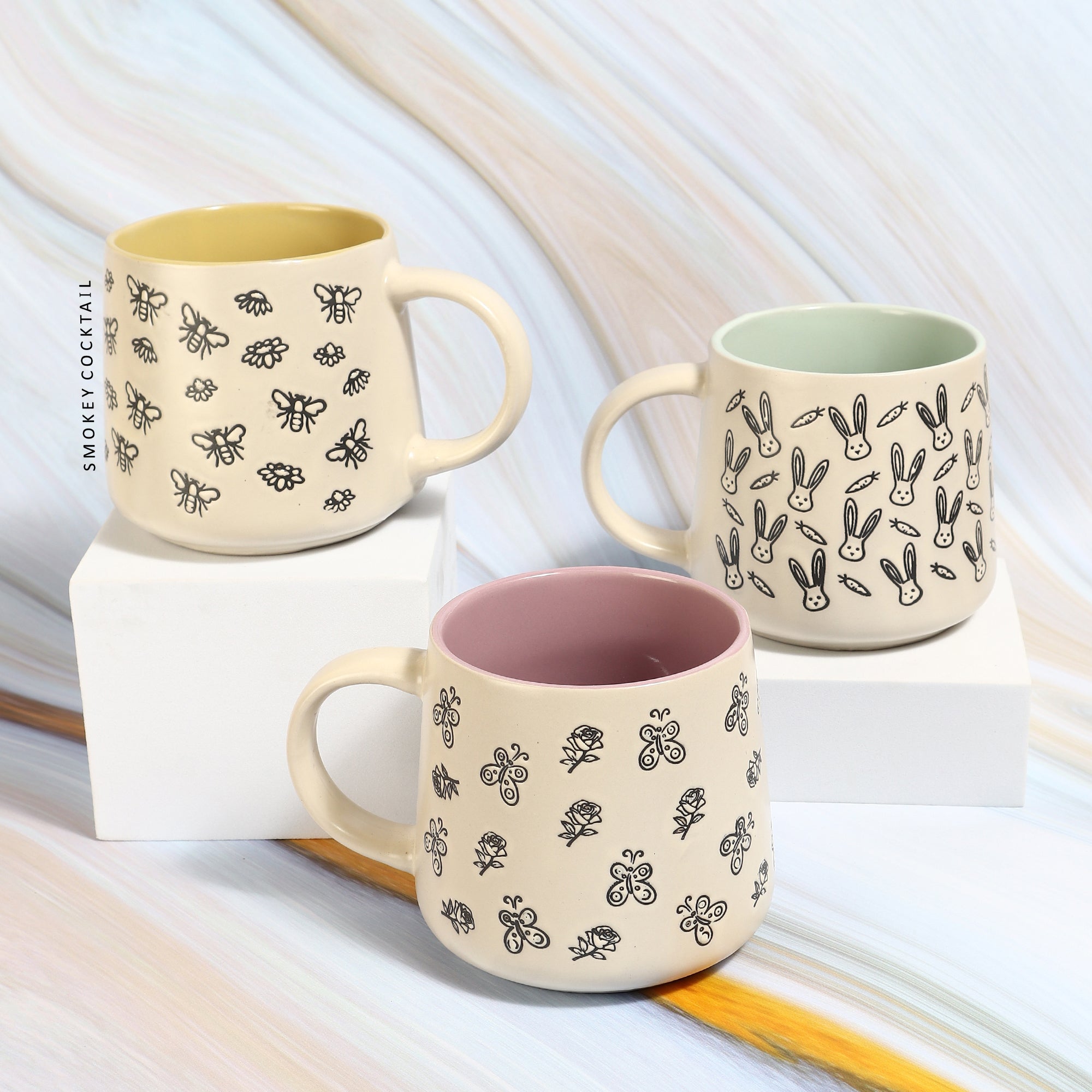 Tiny Pattern Coffee Mugs - Set Of 4