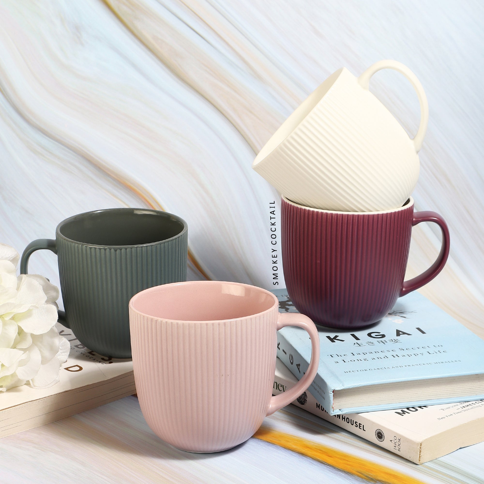 Classic Self-Stripe Mugs - Set Of 4