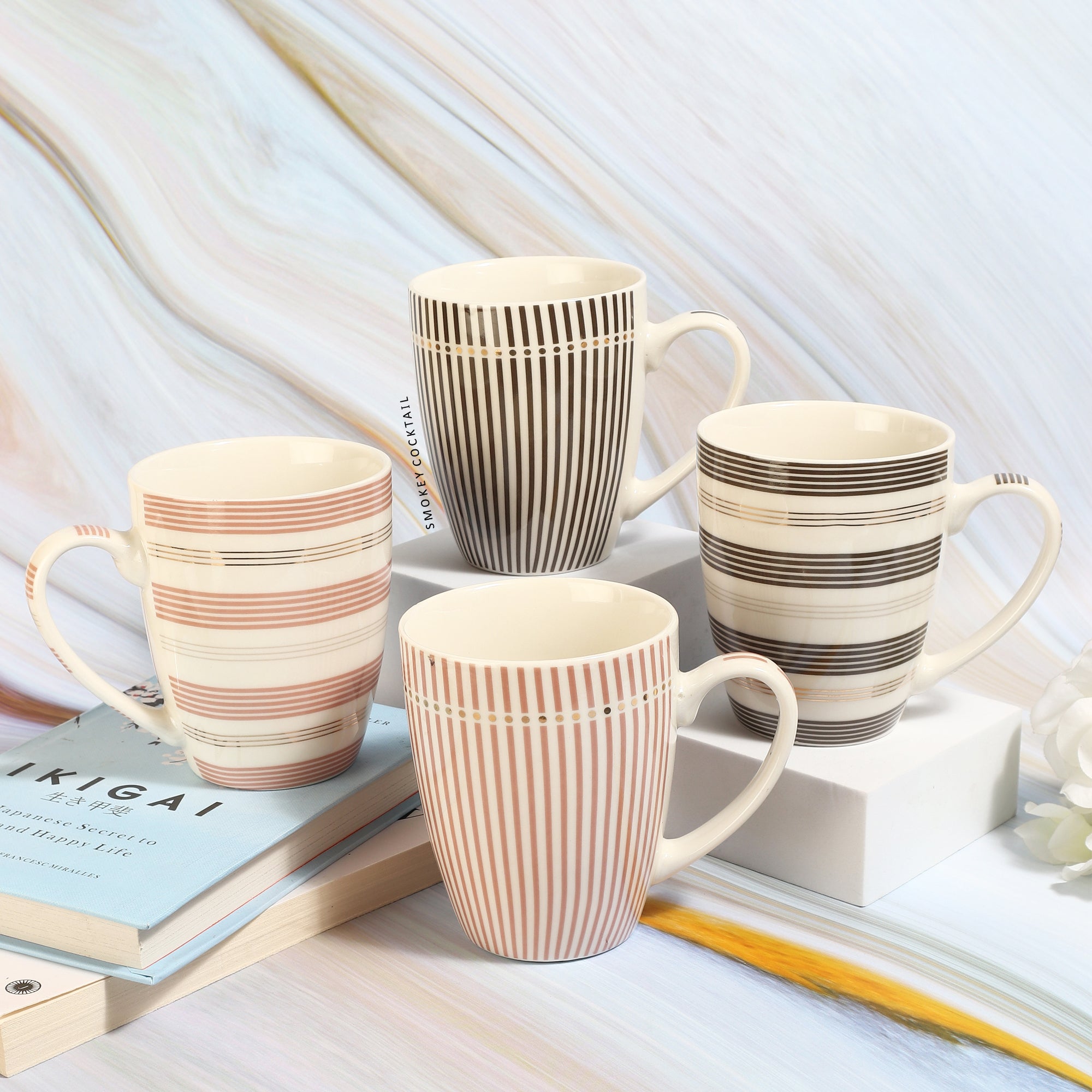 Sip In Stripes Mugs - Set Of 4