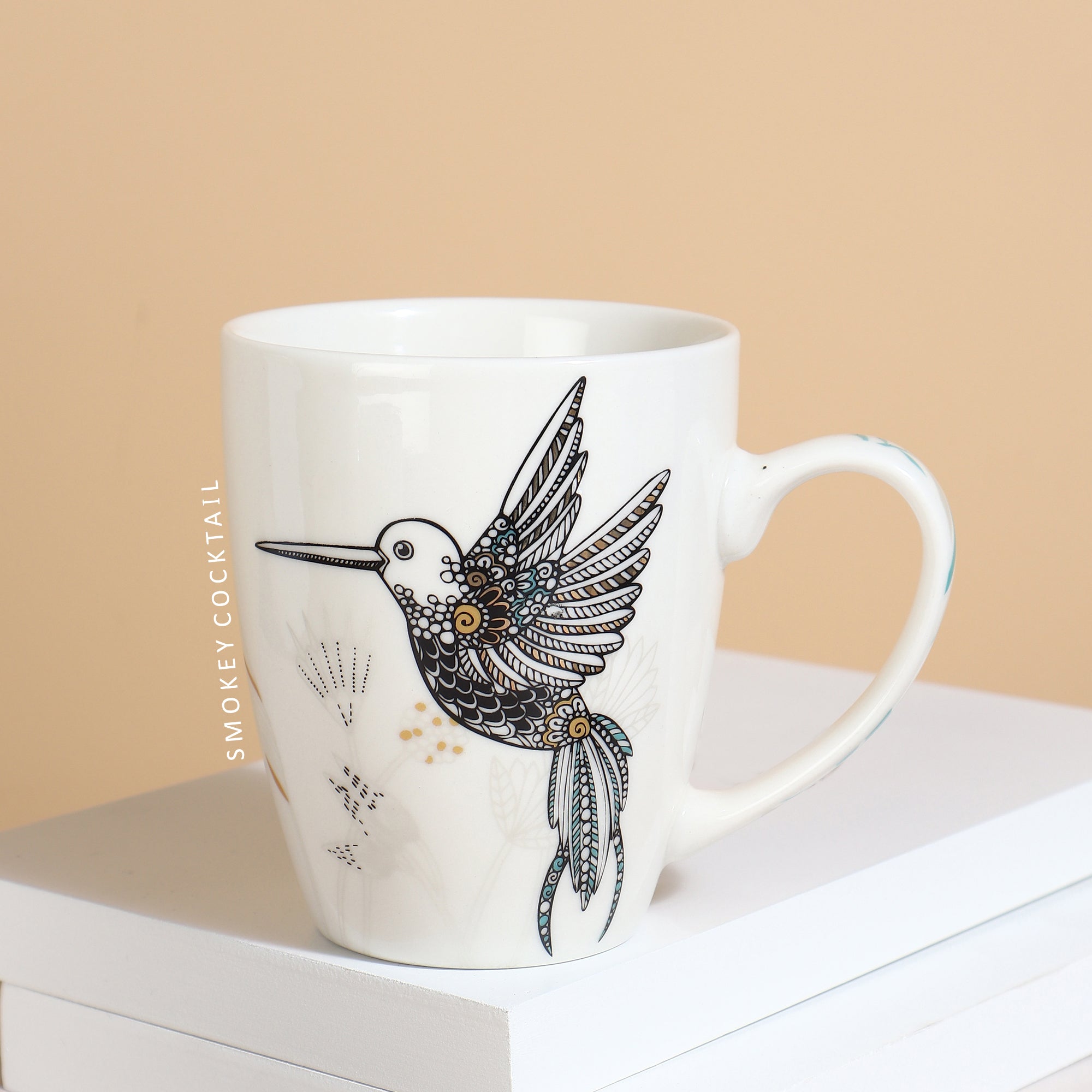 Charming Bird Print Mugs - Set Of 4