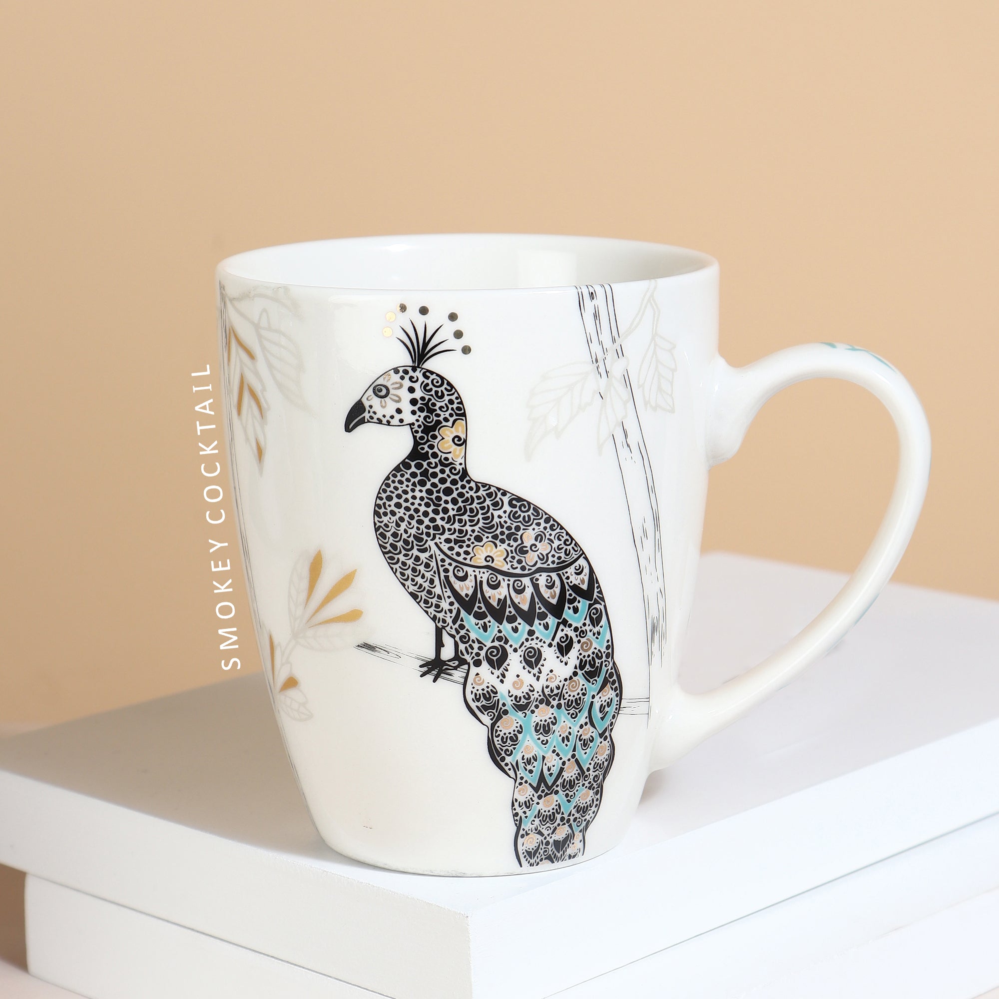 Charming Bird Print Mugs - Set Of 4