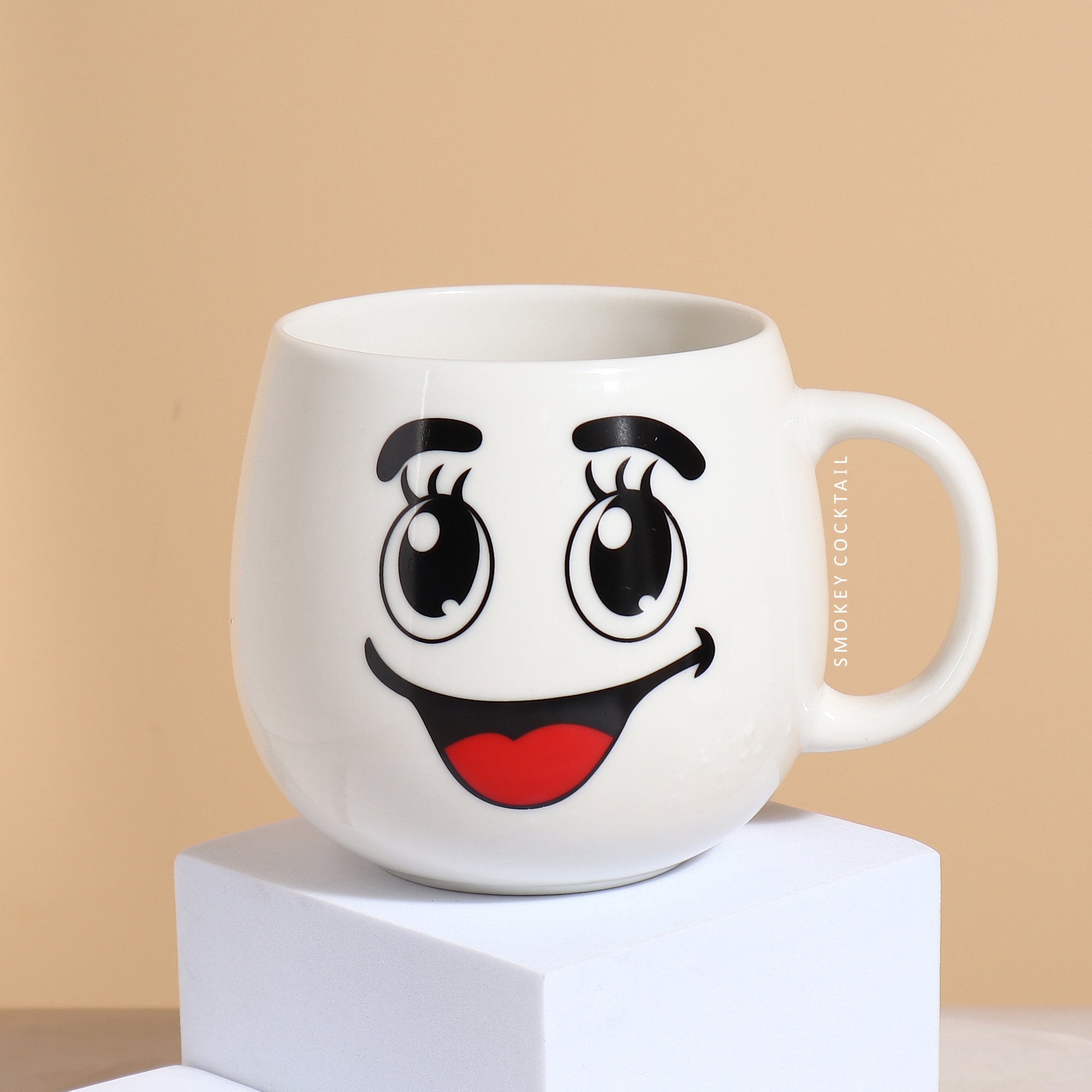 happy smiley face mugs - set of 4