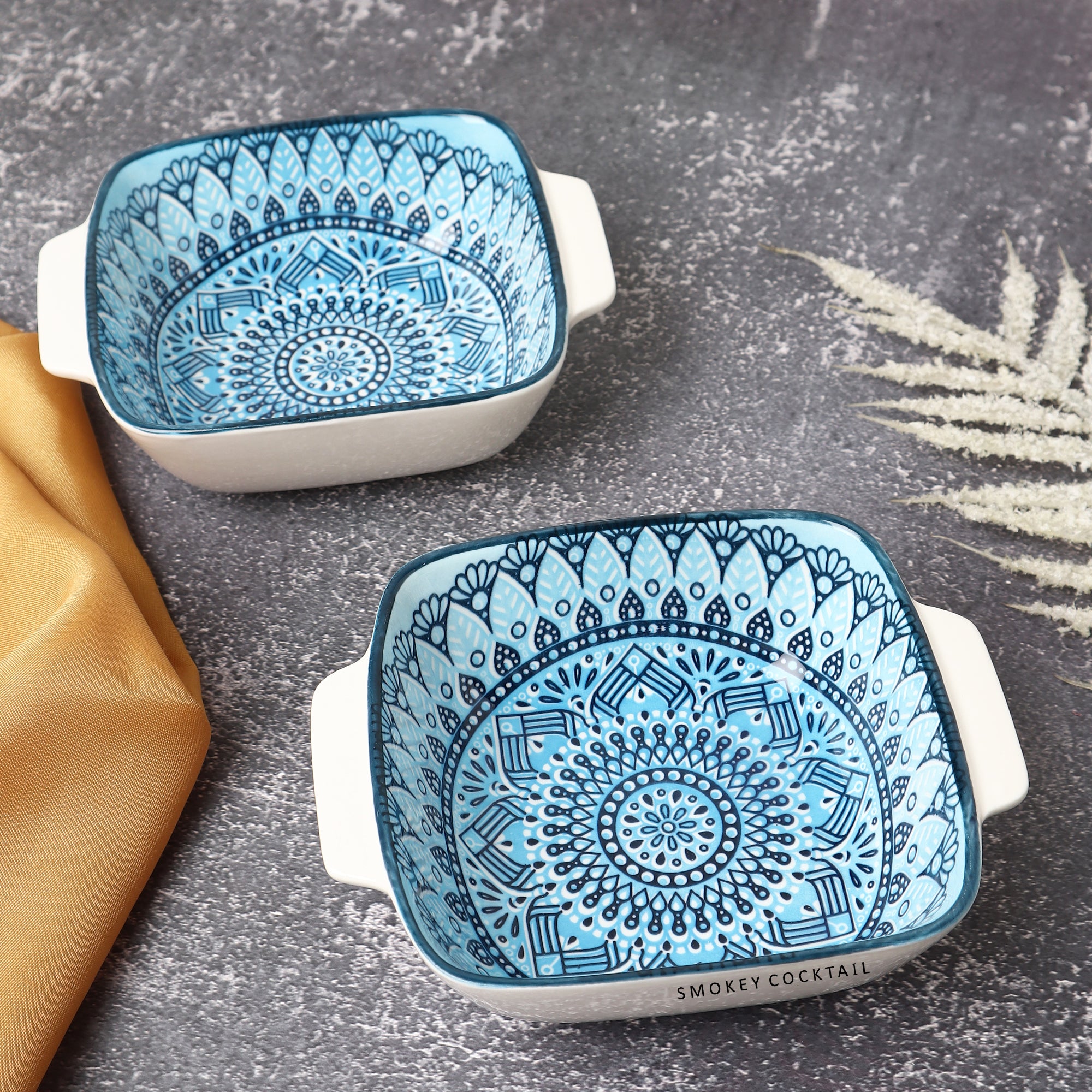 Square Shape Mandala Serving Platter - Set Of 2
