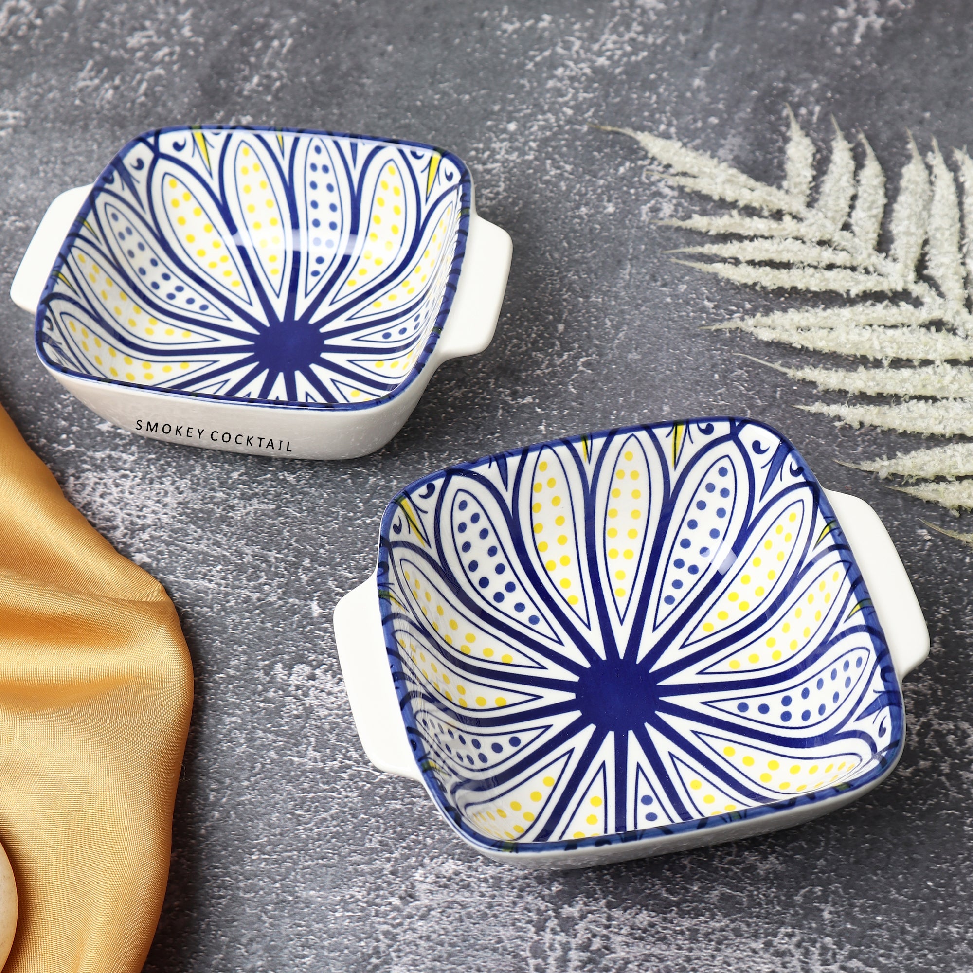 Square Shape Mandala Serving Platter - Set Of 2