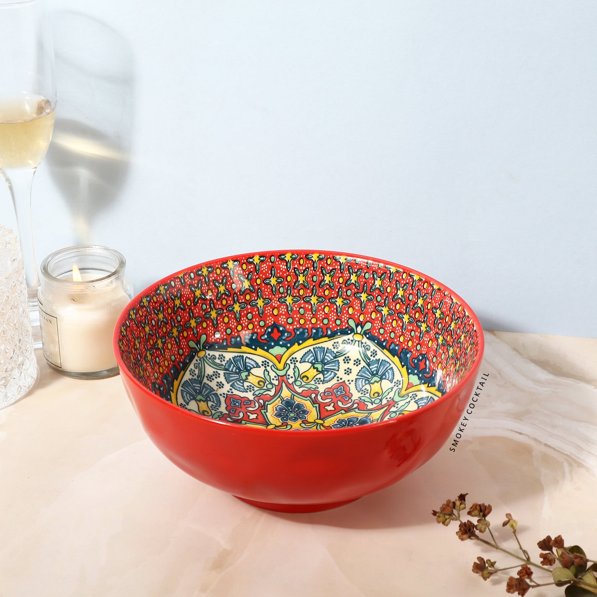 Summer Red Decorative Platter - Set Of 2 - Smokey Cocktail