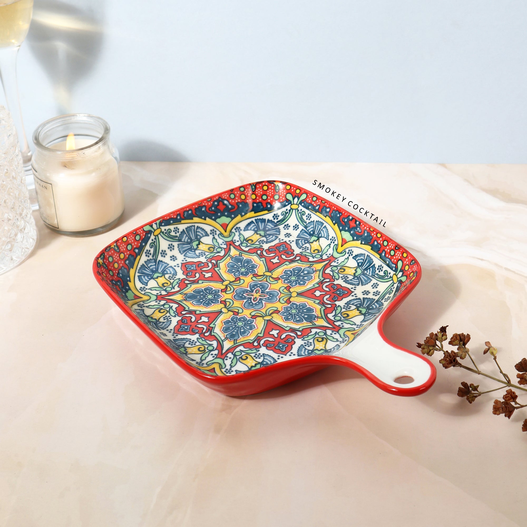 Summer Red Decorative Platter - Set Of 2 - Smokey Cocktail