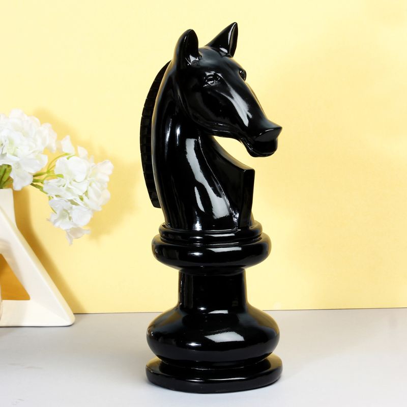 BLACK KNIGHT LARGE CHESS SCULPTURE