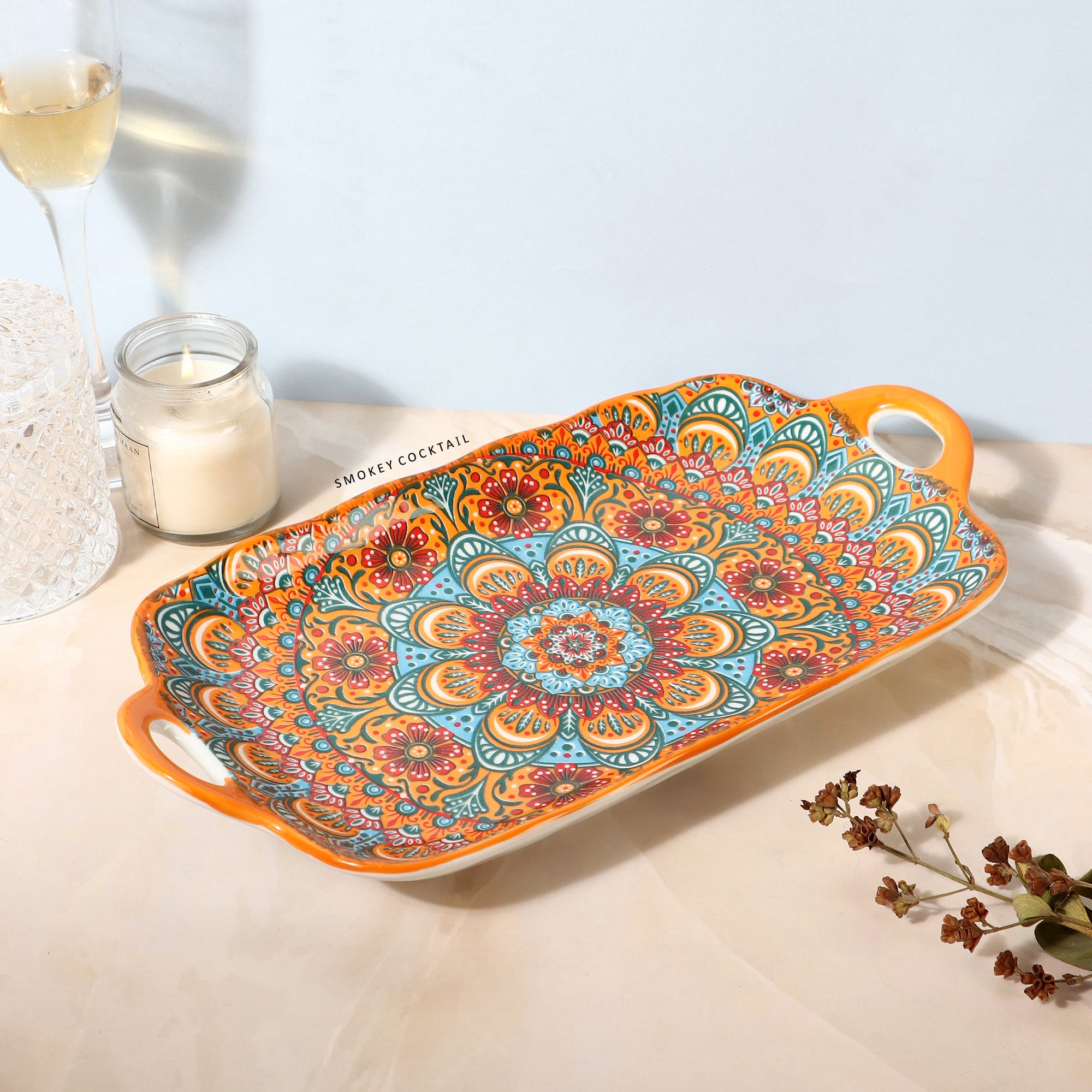 Summer Orange Decorative Platters - Set Of 2