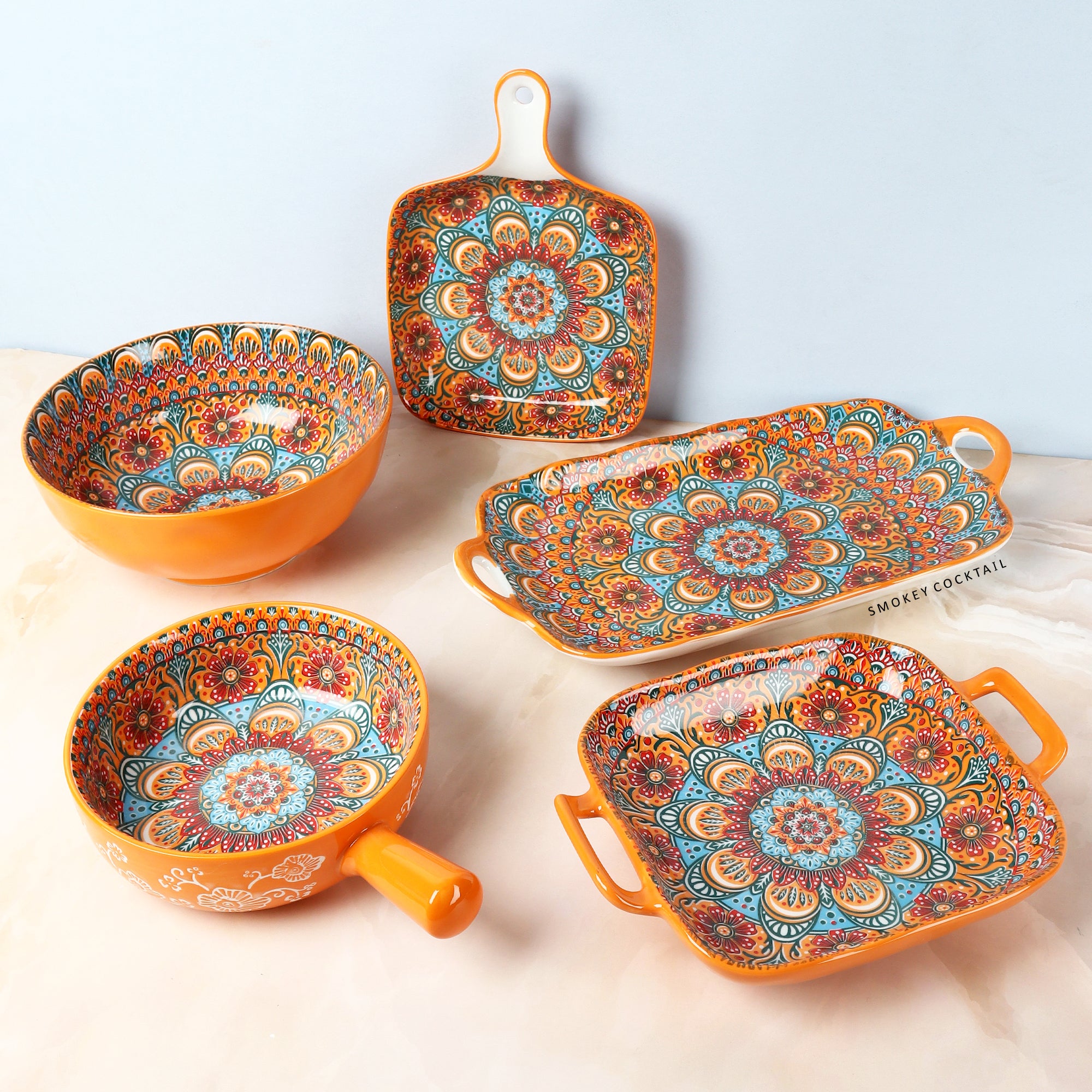 Summer Orange Decorative Platters - Set Of 2