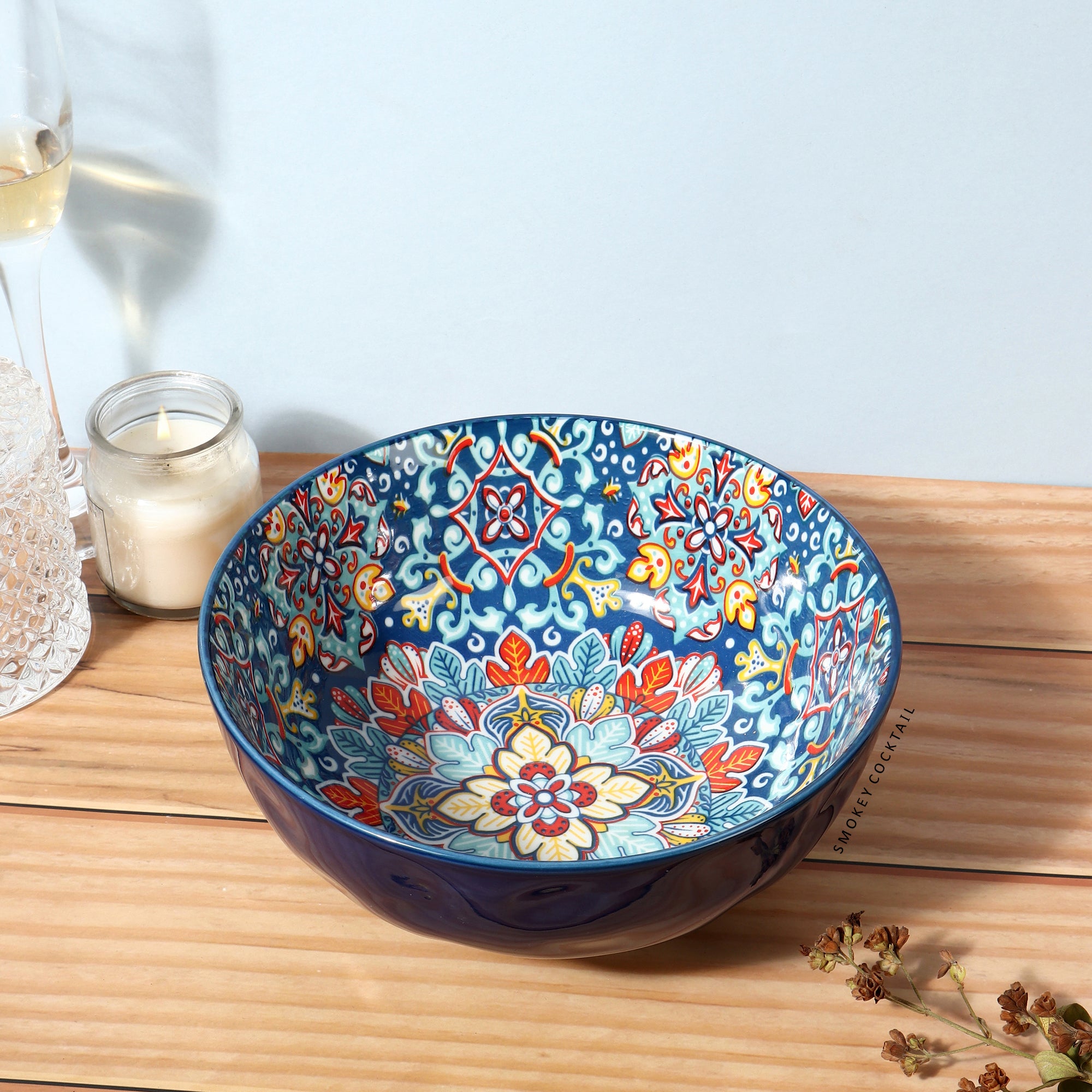 Summer Blue Decorative Platters - Set Of 2 - Smokey Cocktail