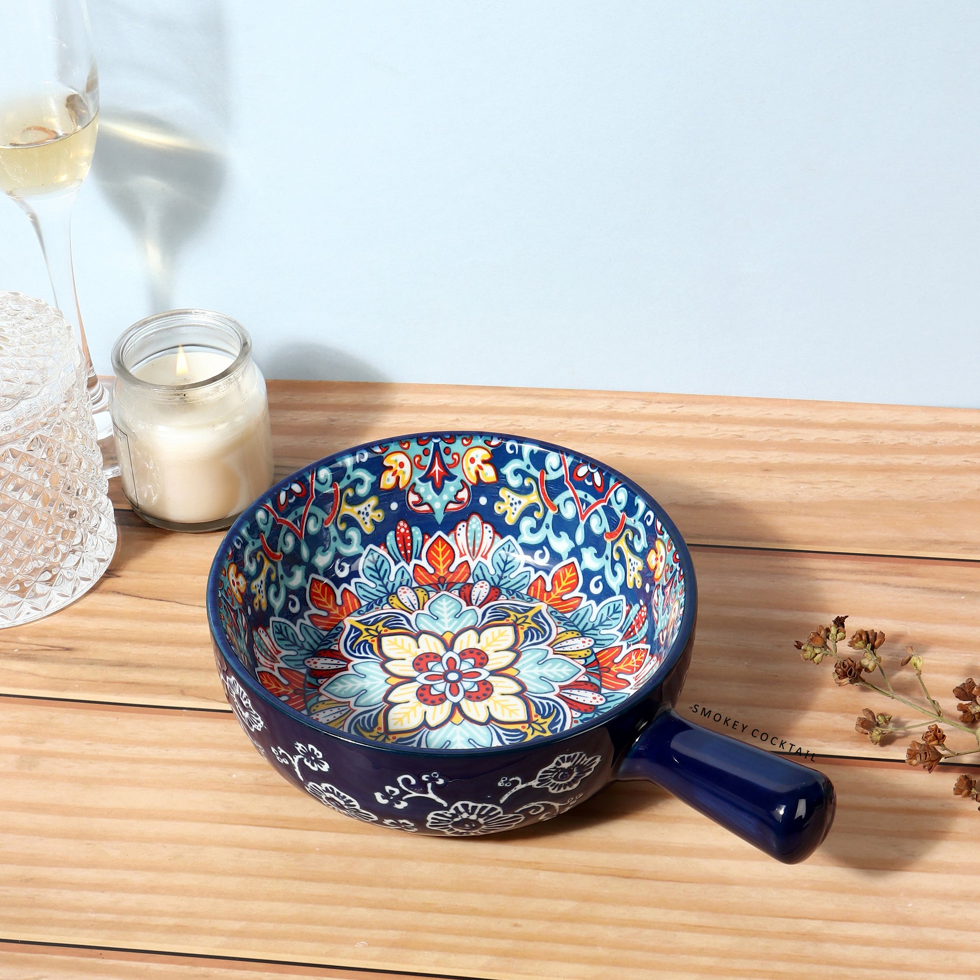 Summer Blue Decorative Platters - Set Of 2 - Smokey Cocktail