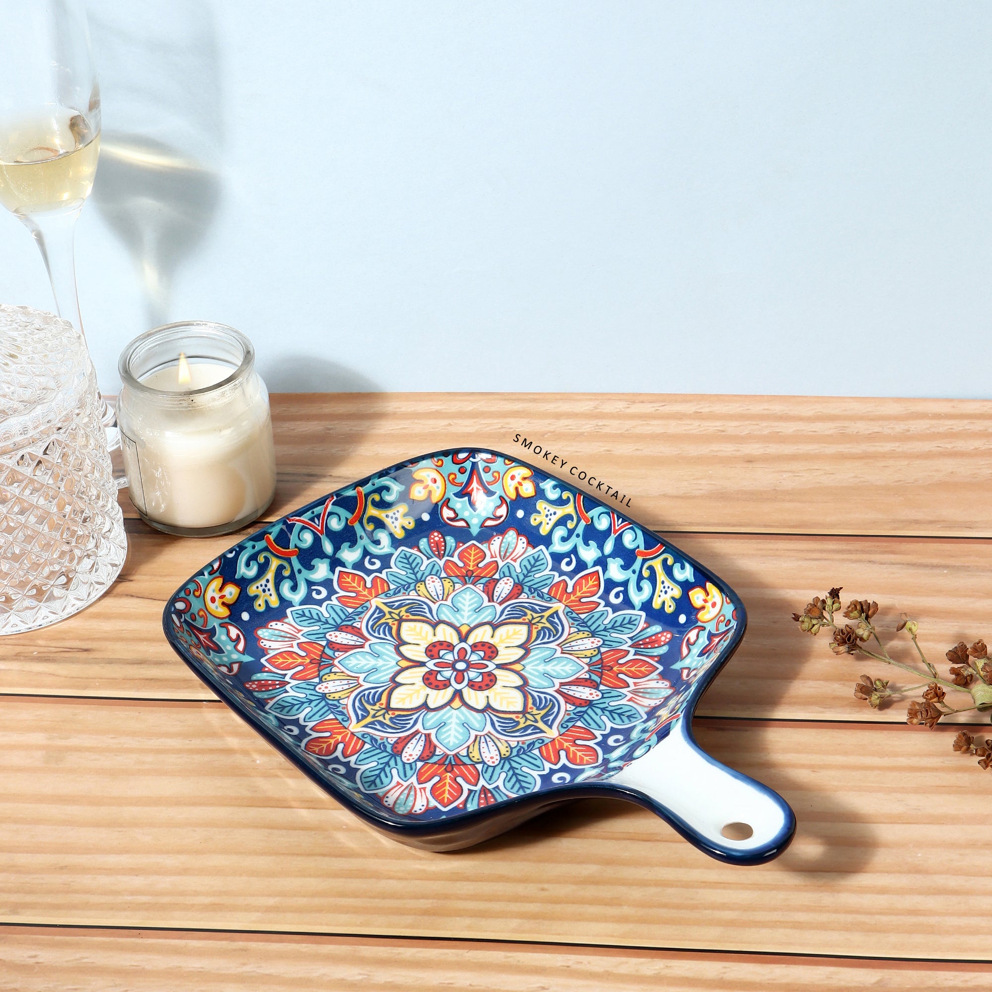 Summer Blue Decorative Platters - Set Of 2 - Smokey Cocktail