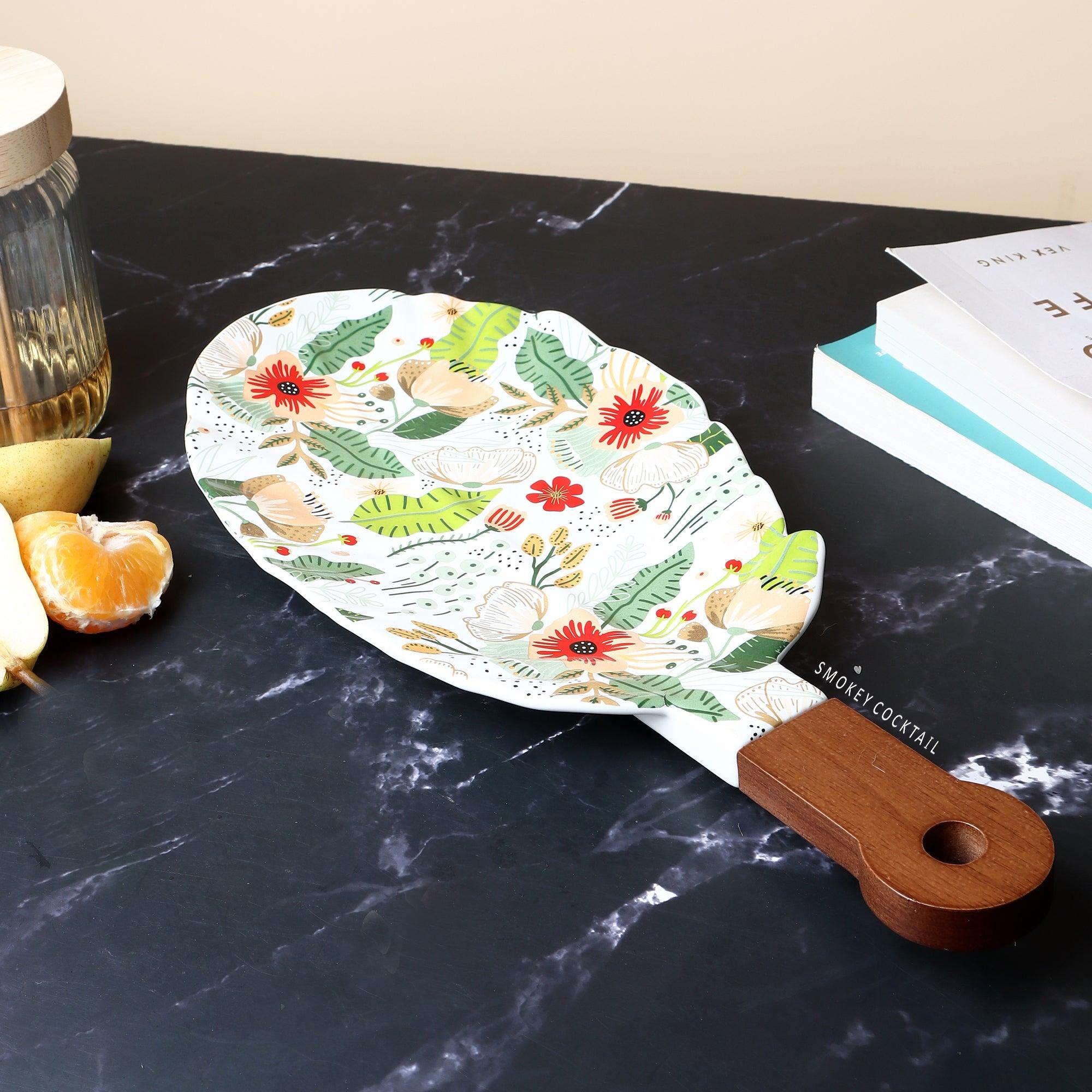 Floral Serving Platter - Smokey Cocktail